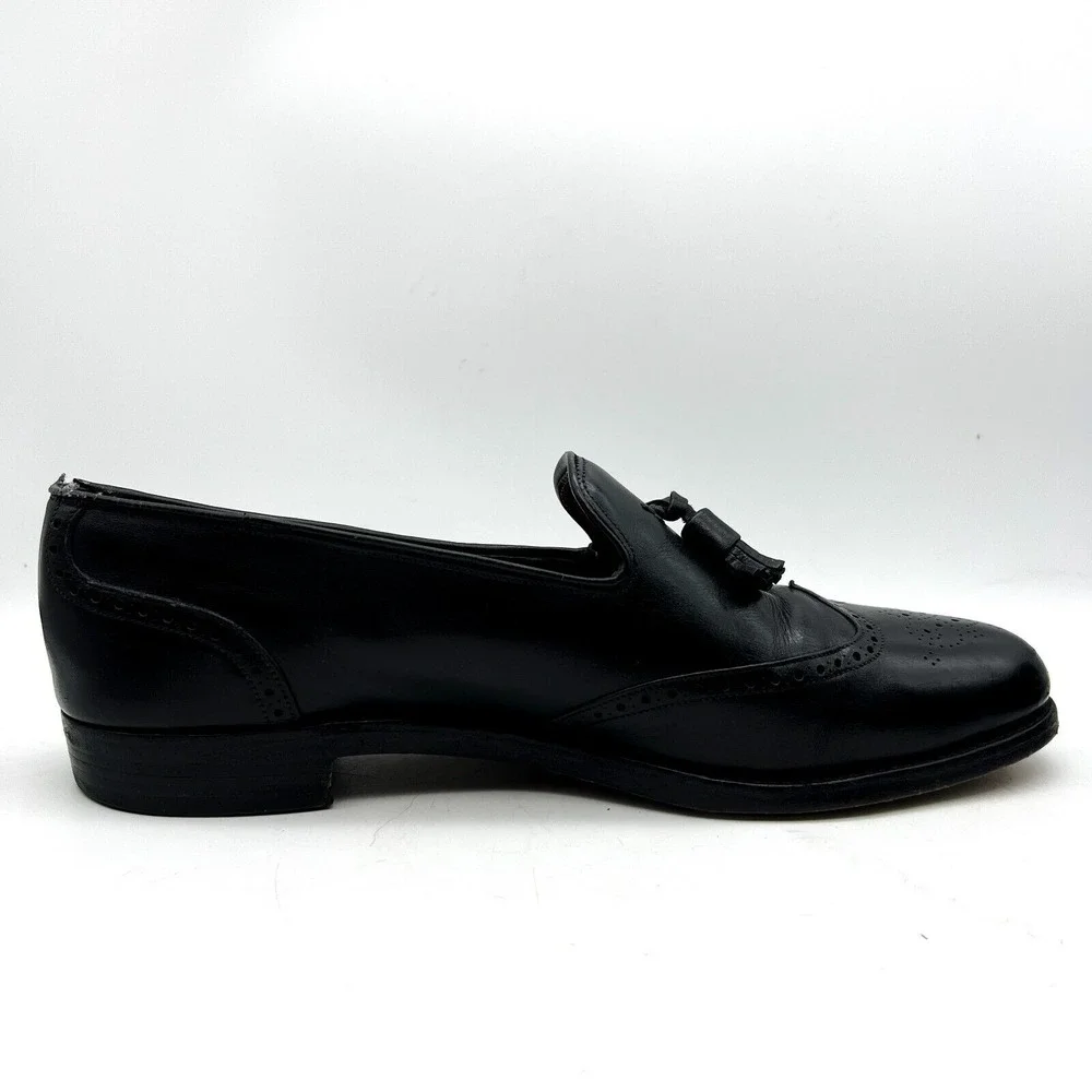 Grenson Bench Made English Leather Black Tassel Loafers Men's 13 B - Picture 12 of 16